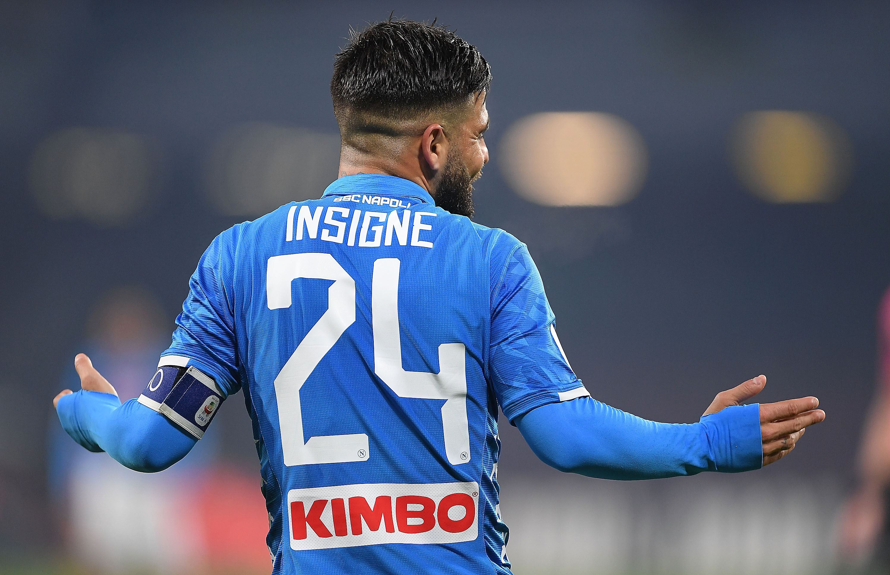 NAPLES, ITALY - JANUARY 13: Lorenzo Insigne of SSC Napoli in action during the Coppa Italia match between SSC Napoli and US Sassuolo at Stadio San Paolo on January 13, 2019 in Naples, Italy. (Photo by Francesco Pecoraro/Getty Images)