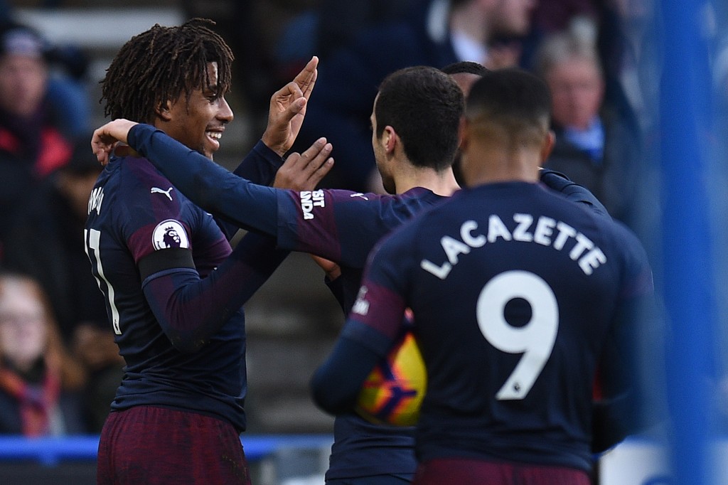 Iwobi and Lacazette on the scoresheet (Photo by OLI SCARFF/AFP/Getty Images)
