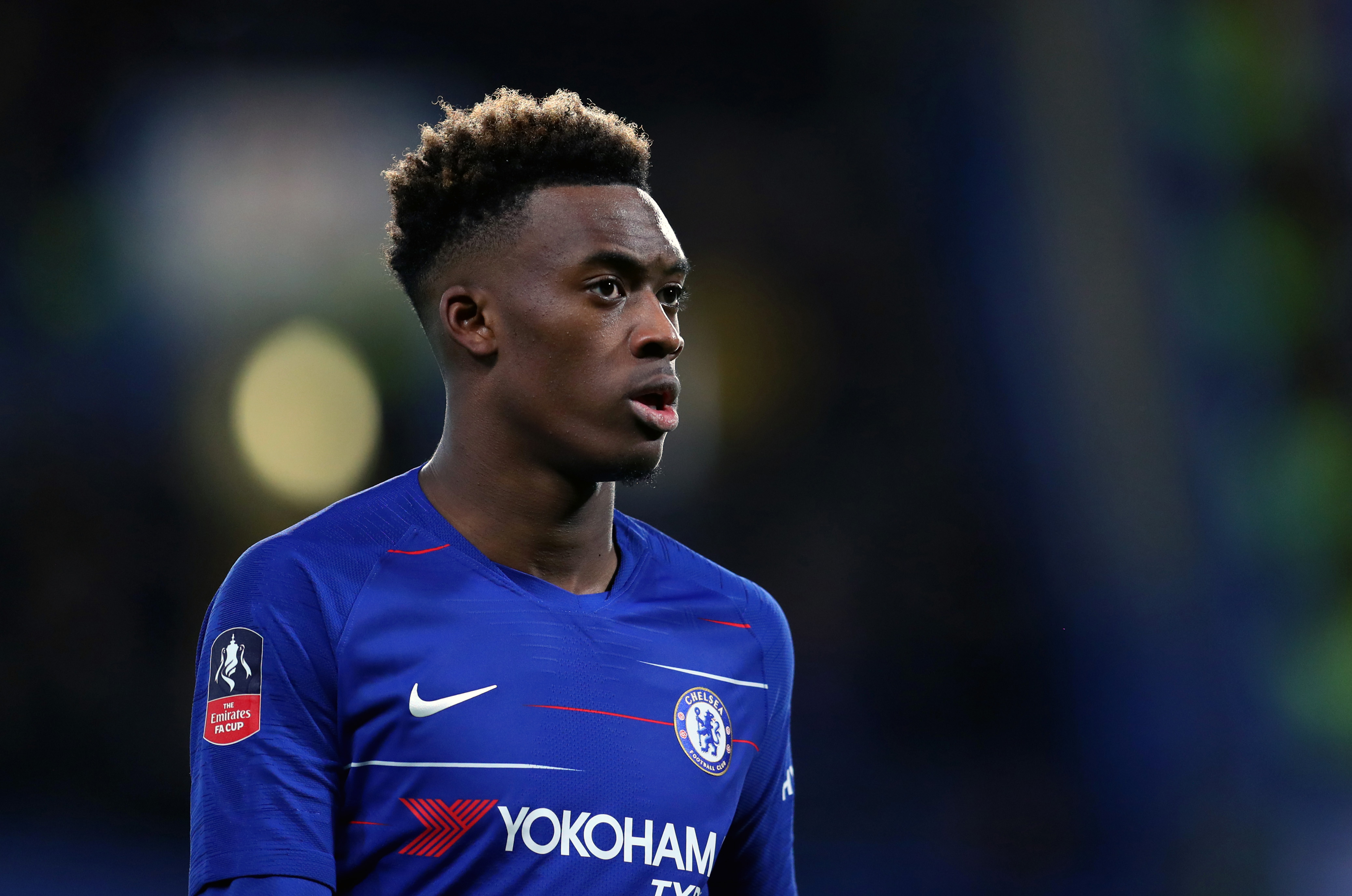 LONDON, ENGLAND - JANUARY 27: Callum Hudson-Odoi of Chelsea during the FA Cup Fourth Round match between Chelsea and Sheffield Wednesday at Stamford Bridge on January 27, 2019 in London, United Kingdom. (Photo by Catherine Ivill/Getty Images)