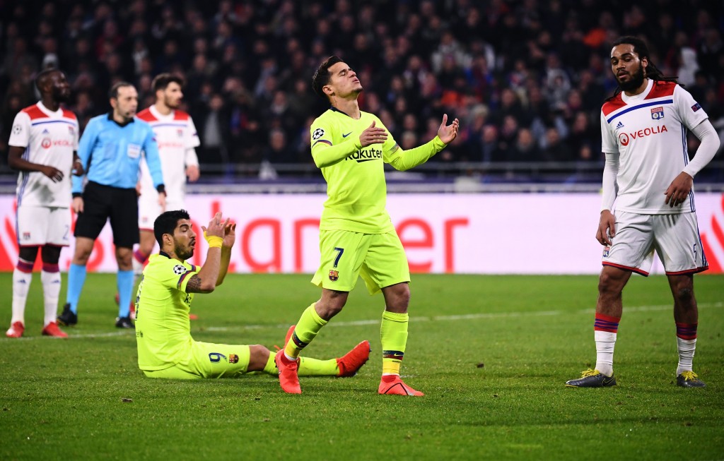 Suarez and Barcelona were in for a frustrating night at Lyon earlier this week. (Photo by Franck Fife/AFP/Getty Images)