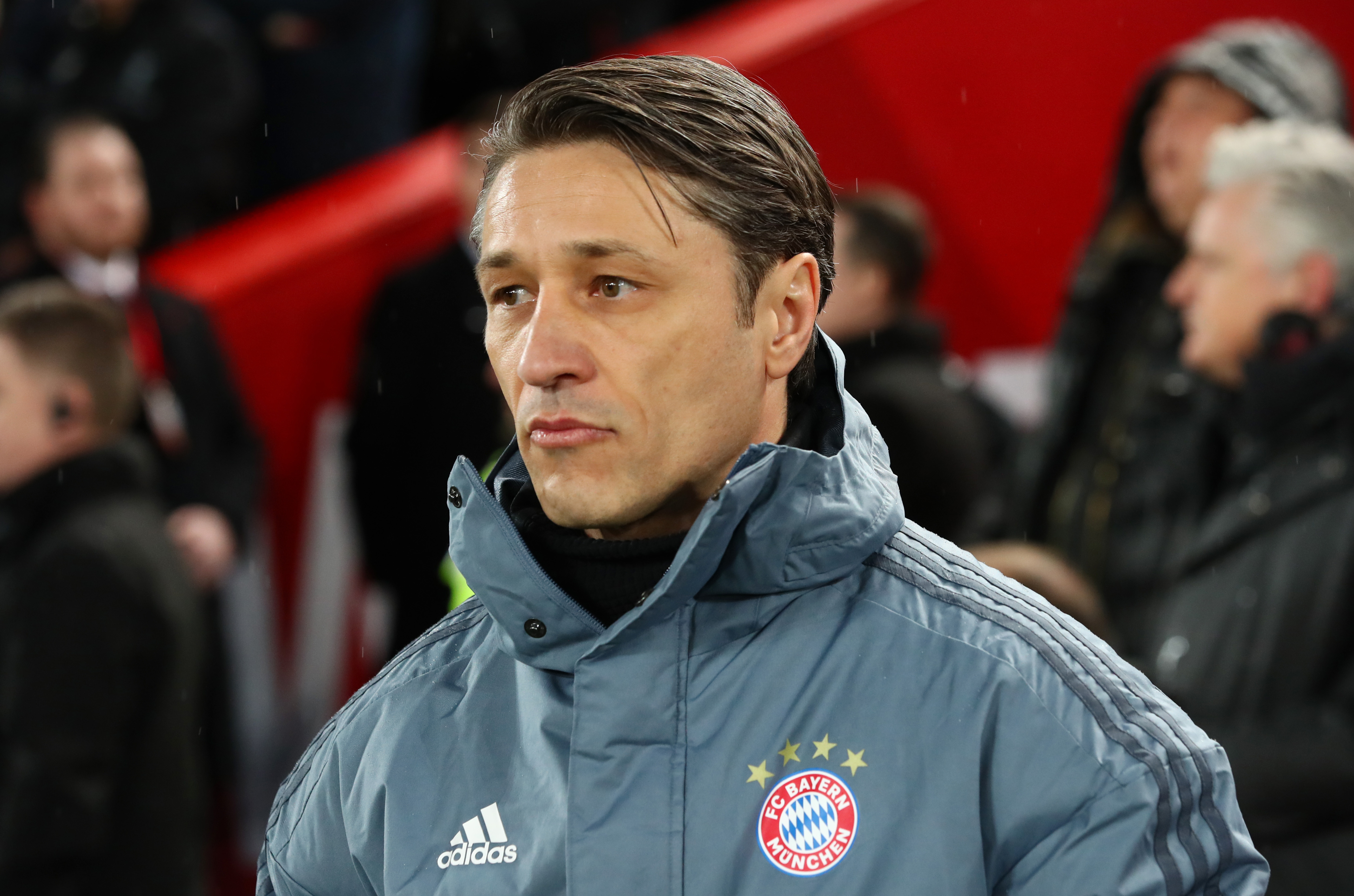 LIVERPOOL, ENGLAND - FEBRUARY 19: Niko Kovac, Manager of Bayern Munich looks on prior to the UEFA Champions League Round of 16 First Leg match between Liverpool and FC Bayern Muenchen at Anfield on February 19, 2019 in Liverpool, England. (Photo by Clive Brunskill/Getty Images)