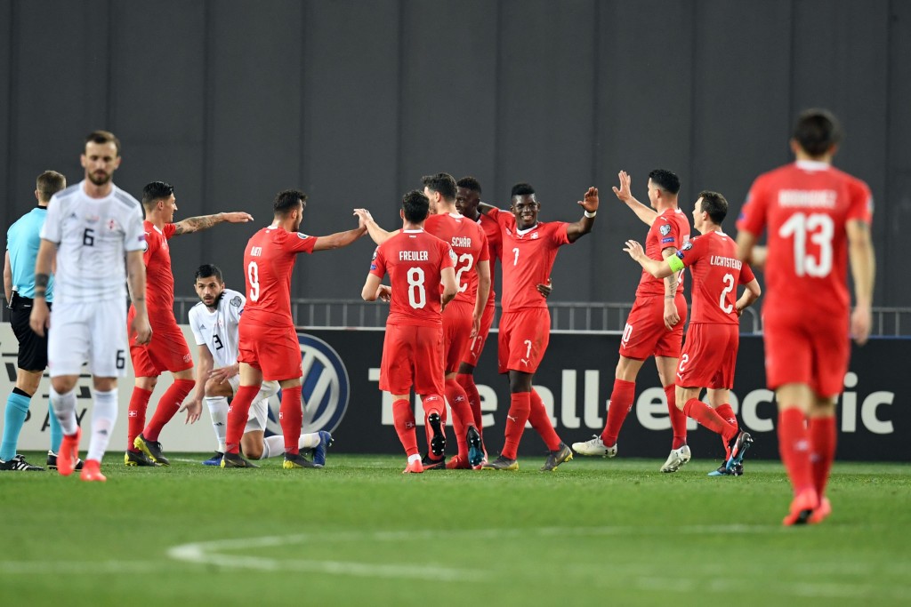 After easing past Georgia, Switzerland will hope to continue their winning ways by beating Denmark. (Photo by Yuri Kadobnov/AFP/Getty Images)