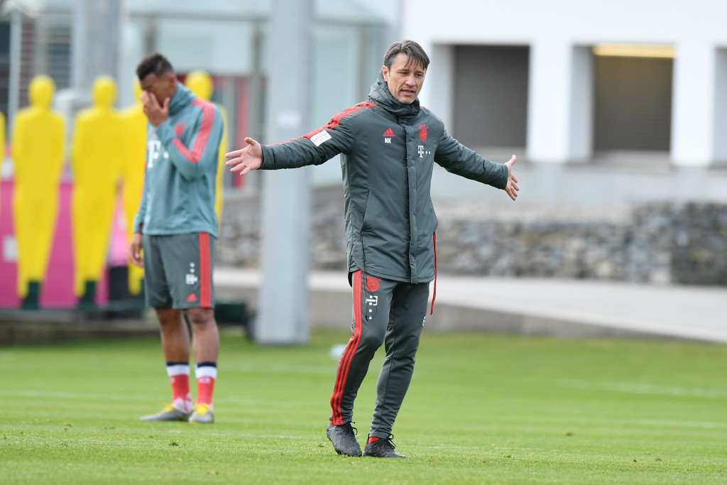 MUNICH, GERMANY - MARCH 26: Head coach Niko Kovac of Bayern Munich gestures during a training session at Saebener Strasse training ground on March 26, 2019 in Munich, Germany. (Photo by Sebastian Widmann/Bongarts/Getty Images)