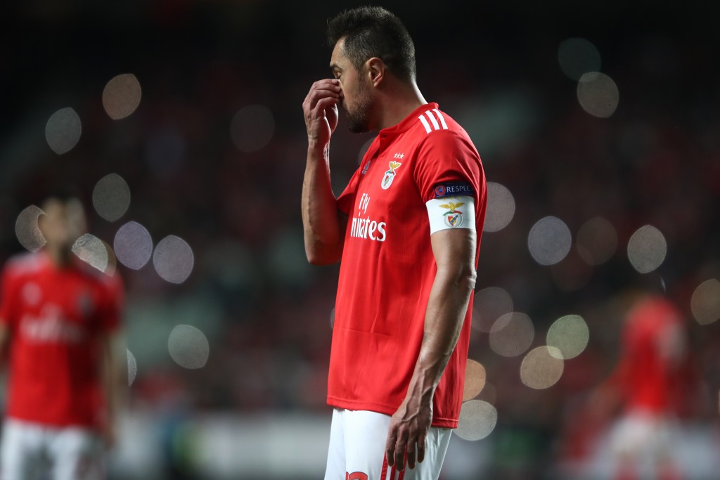 LISBON, PORTUGAL - APRIL 11: Jardel of Benfica reacts during the UEFA Europa League Quarter Final First Leg match between Benfica and Eintracht Frankfurt at Estadio do Sport Lisboa e Benfica on April 11, 2019 in Lisbon, Portugal. (Photo by Alex Grimm/Getty Images)