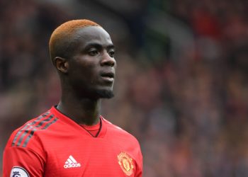 Manchester United's Ivorian defender Eric Bailly plays during the English Premier League football match between Manchester United and Chelsea at Old Trafford in Manchester, north west England, on April 28, 2019. (Photo by Paul ELLIS / AFP) / RESTRICTED TO EDITORIAL USE. No use with unauthorized audio, video, data, fixture lists, club/league logos or 'live' services. Online in-match use limited to 120 images. An additional 40 images may be used in extra time. No video emulation. Social media in-match use limited to 120 images. An additional 40 images may be used in extra time. No use in betting publications, games or single club/league/player publications. /         (Photo credit should read PAUL ELLIS/AFP/Getty Images)