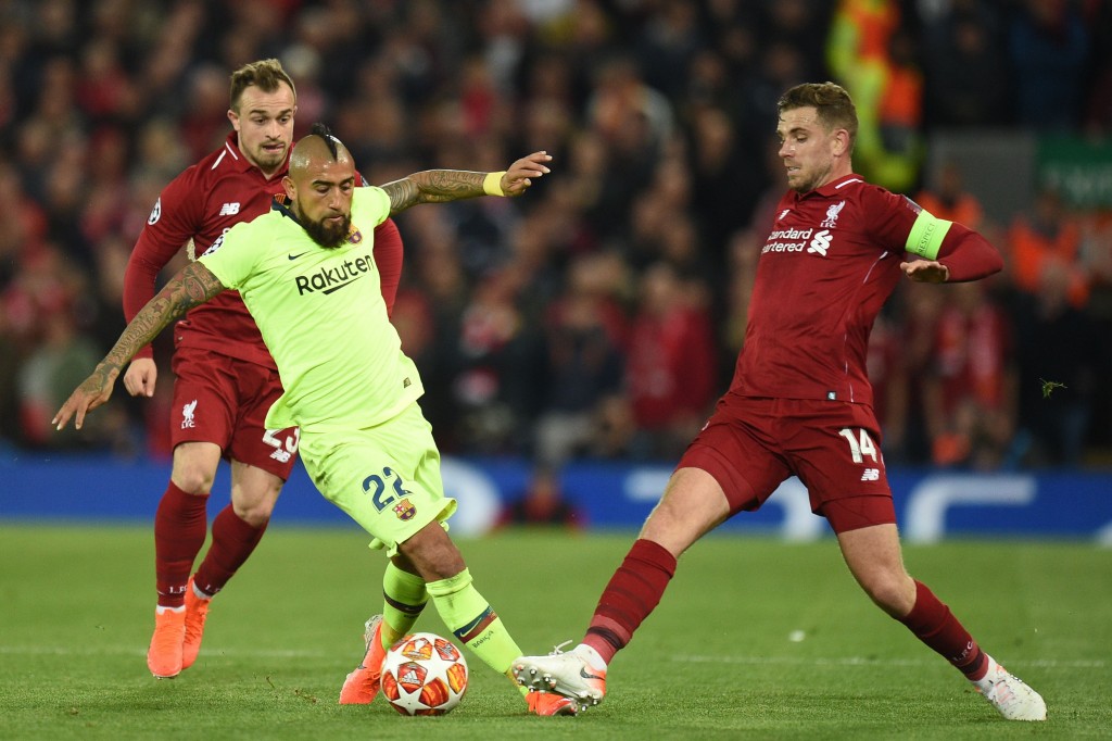 Only Barcelona player to show some fight (Photo by OLI SCARFF/AFP/Getty Images)