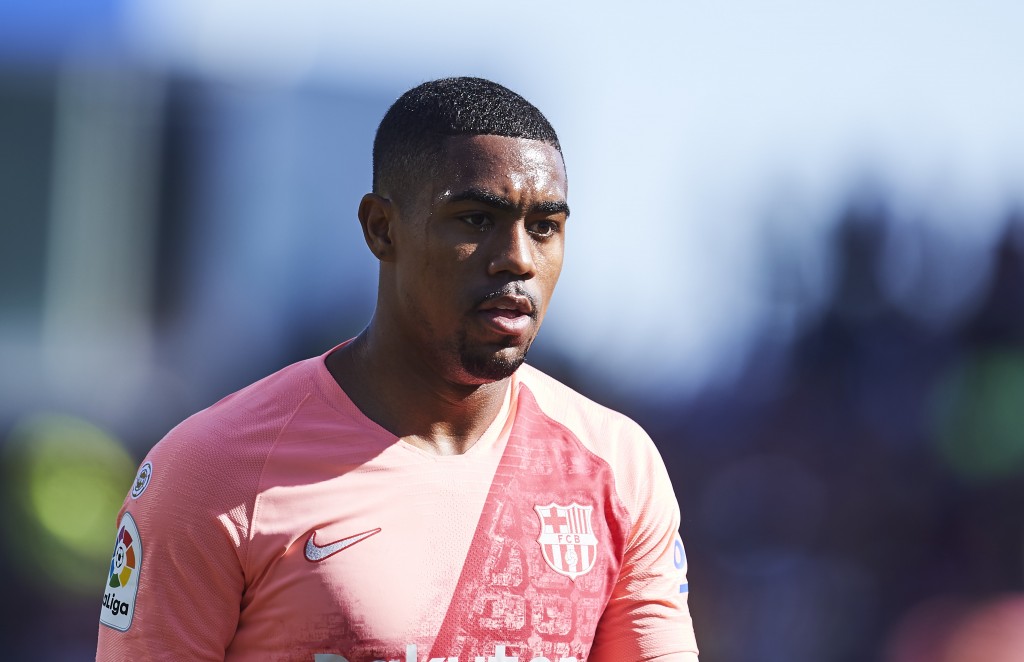 HUESCA, SPAIN - APRIL 13: Malcom Filipe Silva de Oliveira of FC Barcelona reacts during the La Liga match between SD Huesca and FC Barcelona at Estadio El Alcoraz on April 13, 2019 in Huesca, Spain. (Photo by Juan Manuel Serrano Arce/Getty Images)