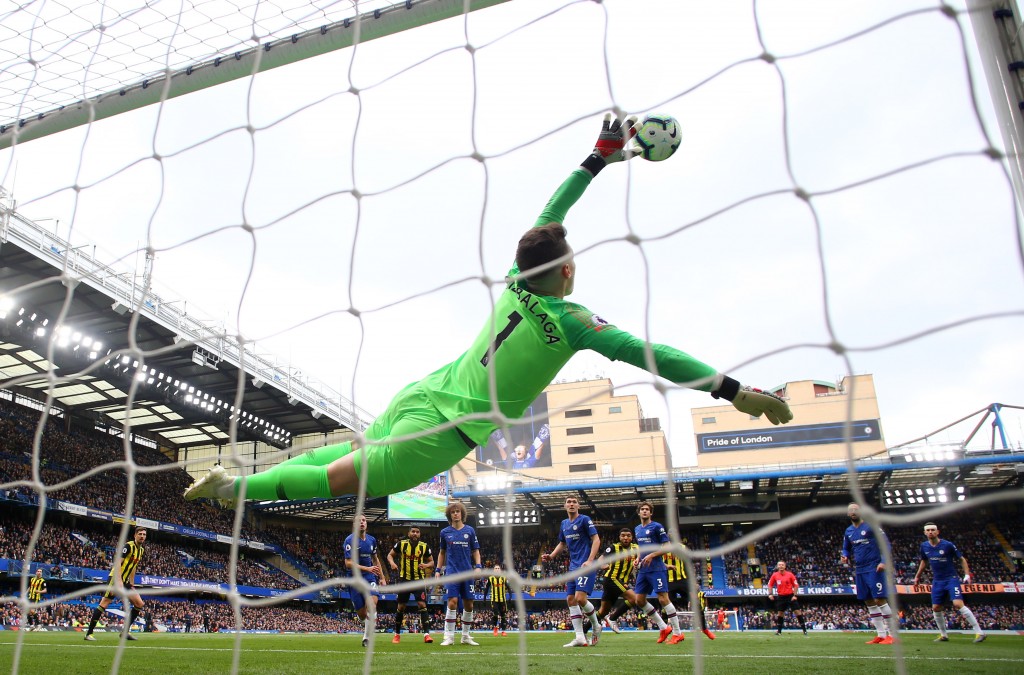 Kepa produced one of the saves of the season against Watford. (Photo by Richard Heathcote/Getty Images)