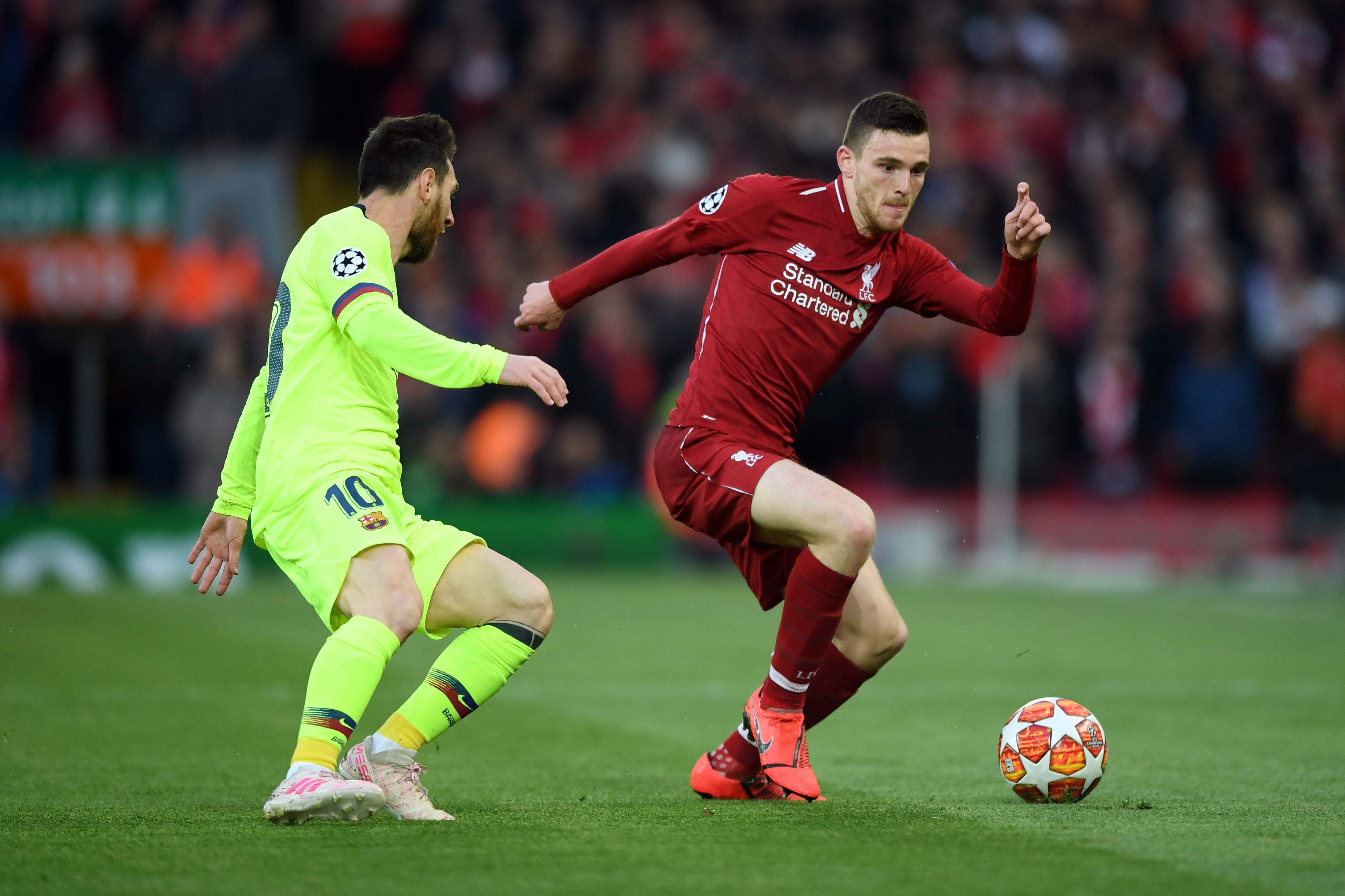 Barcelona are keen on Robertson after his glowing performance against them in the UCL. (Photo courtesy: AFP/Getty)