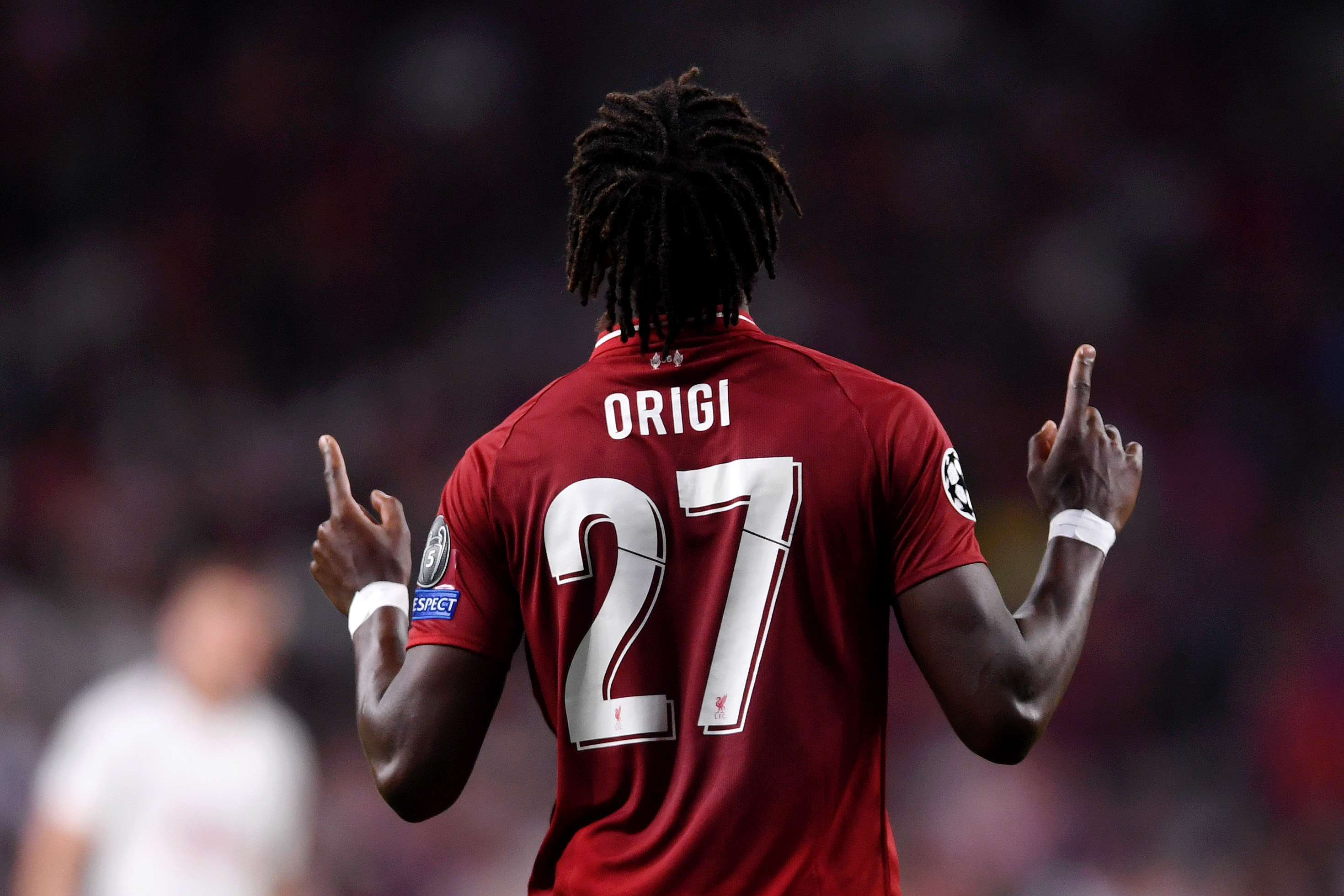 MADRID, SPAIN - JUNE 01: Divock Origi of Liverpool celebrates after scoring his team's second goal during the UEFA Champions League Final between Tottenham Hotspur and Liverpool at Estadio Wanda Metropolitano on June 01, 2019 in Madrid, Spain. (Photo by Laurence Griffiths/Getty Images)