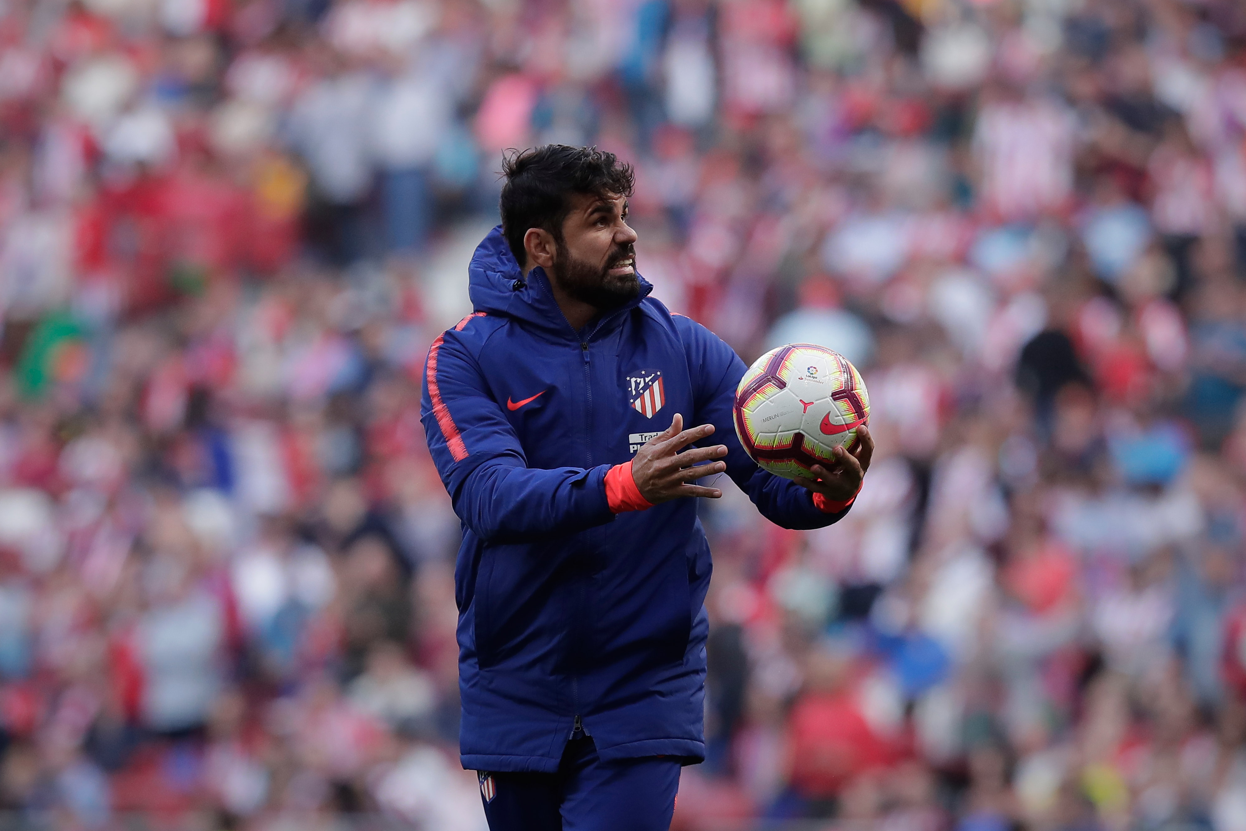 MADRID, SPAIN - FEBRUARY 24: Diego Costa of Atletico de Madrid reacts between halves during the La Liga match between Club Atletico de Madrid and Villarreal CF at Wanda Metropolitano on February 24, 2019 in Madrid, Spain. (Photo by Gonzalo Arroyo Moreno/Getty Images)