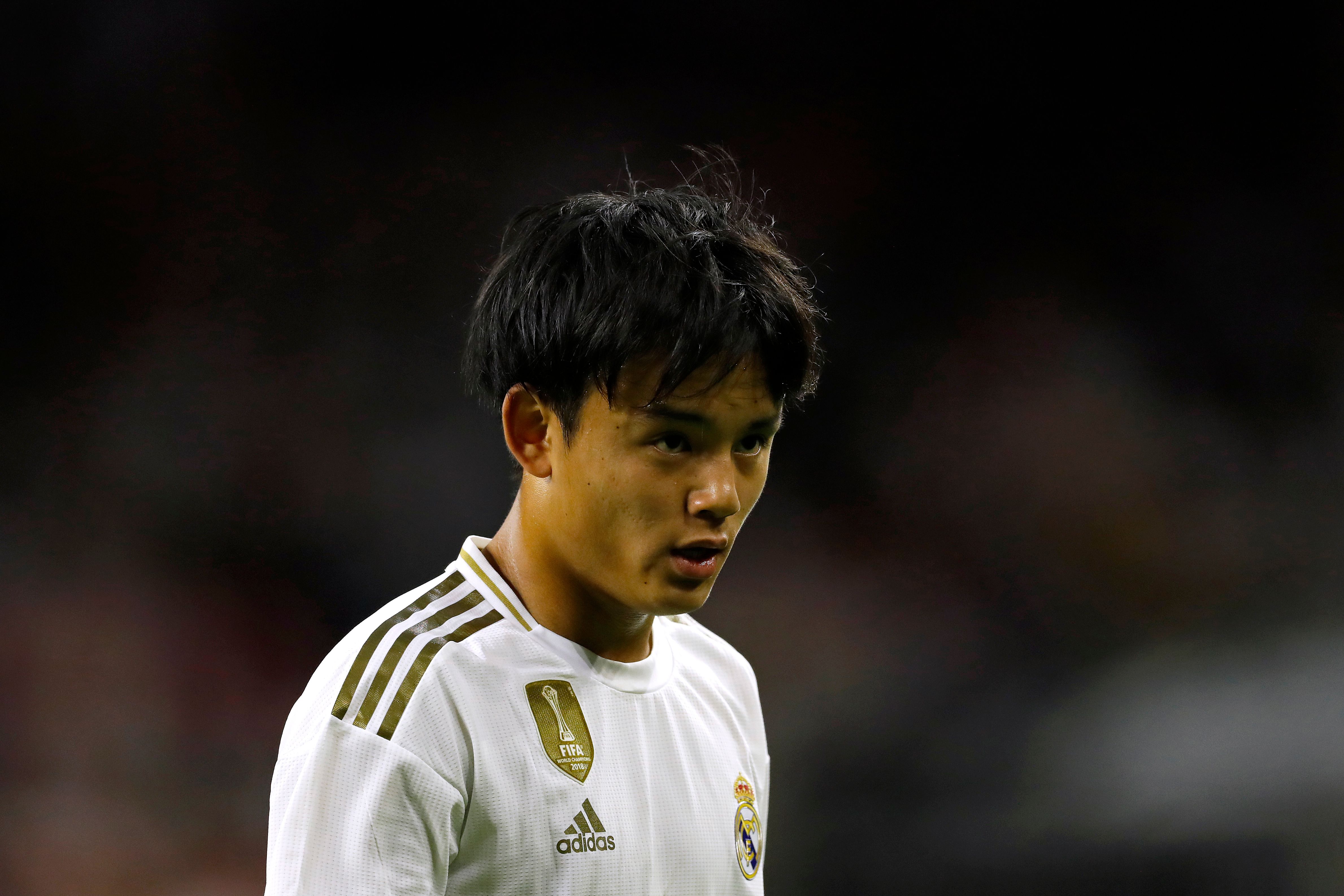 Real Madrid midfielder Takefusa Kubo looks on against Bayern Munich during their International Champions Cup match on July 20, 2019 at NRG Stadium in Houston, Texas. (Photo by AARON M. SPRECHER / AFP) (Photo credit should read AARON M. SPRECHER/AFP/Getty Images)
