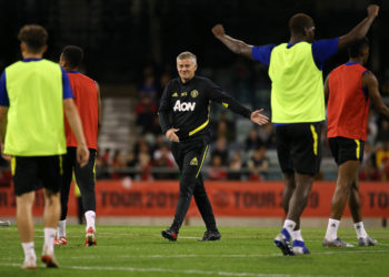 PERTH, AUSTRALIA - JULY 11: Ole Gunnar Solskjaer manager of Manchester United looks on during a Manchester United training session at the WACA on July 11, 2019 in Perth, Australia. (Photo by Paul Kane/Getty Images)