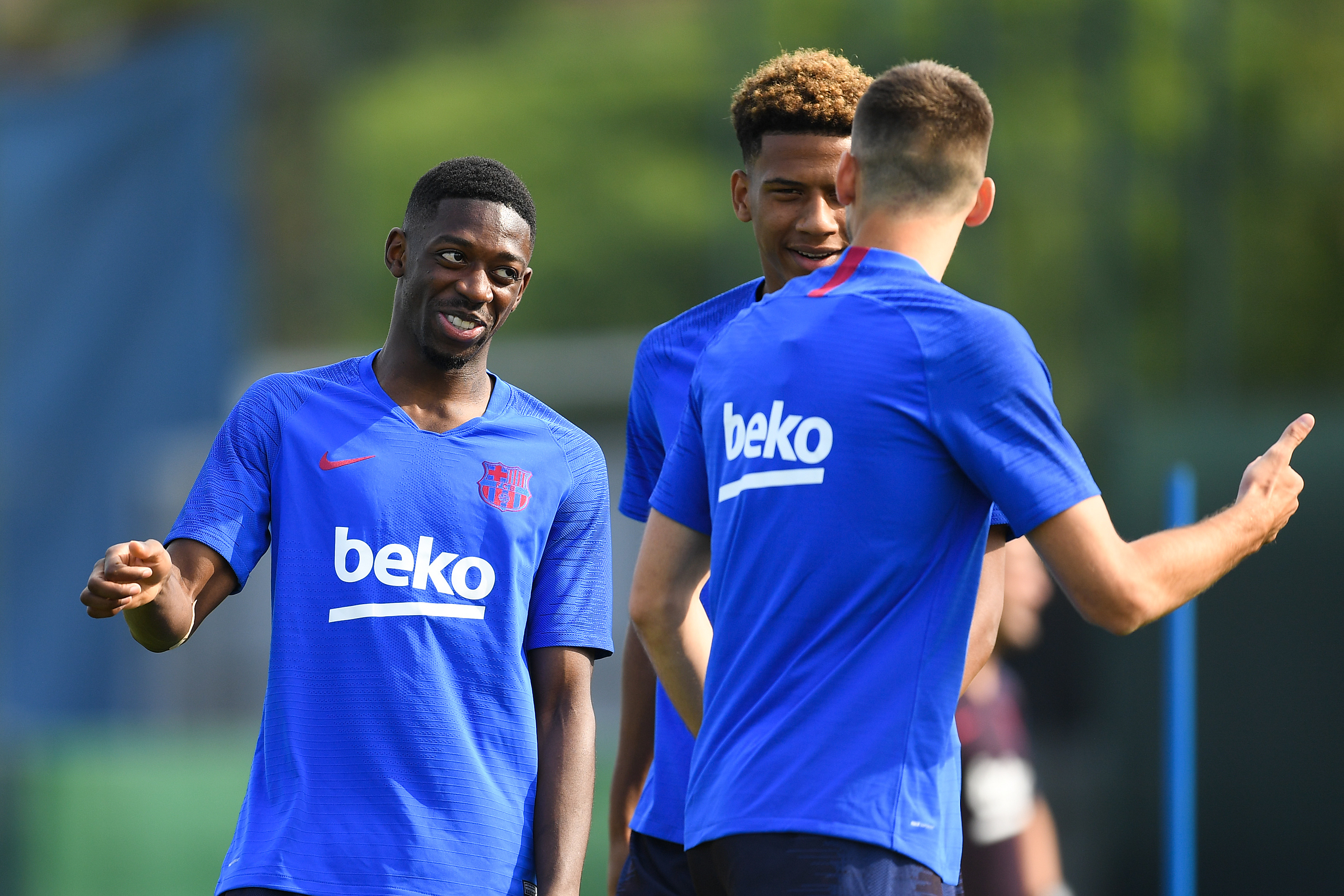 BARCELONA, SPAIN - JULY 15: Ousmane Dembele of FC Barcelona looks on during a training session at Ciutat Esportiva of Sant Joan Despi on July 15, 2019 in Barcelona, Spain. (Photo by David Ramos/Getty Images)