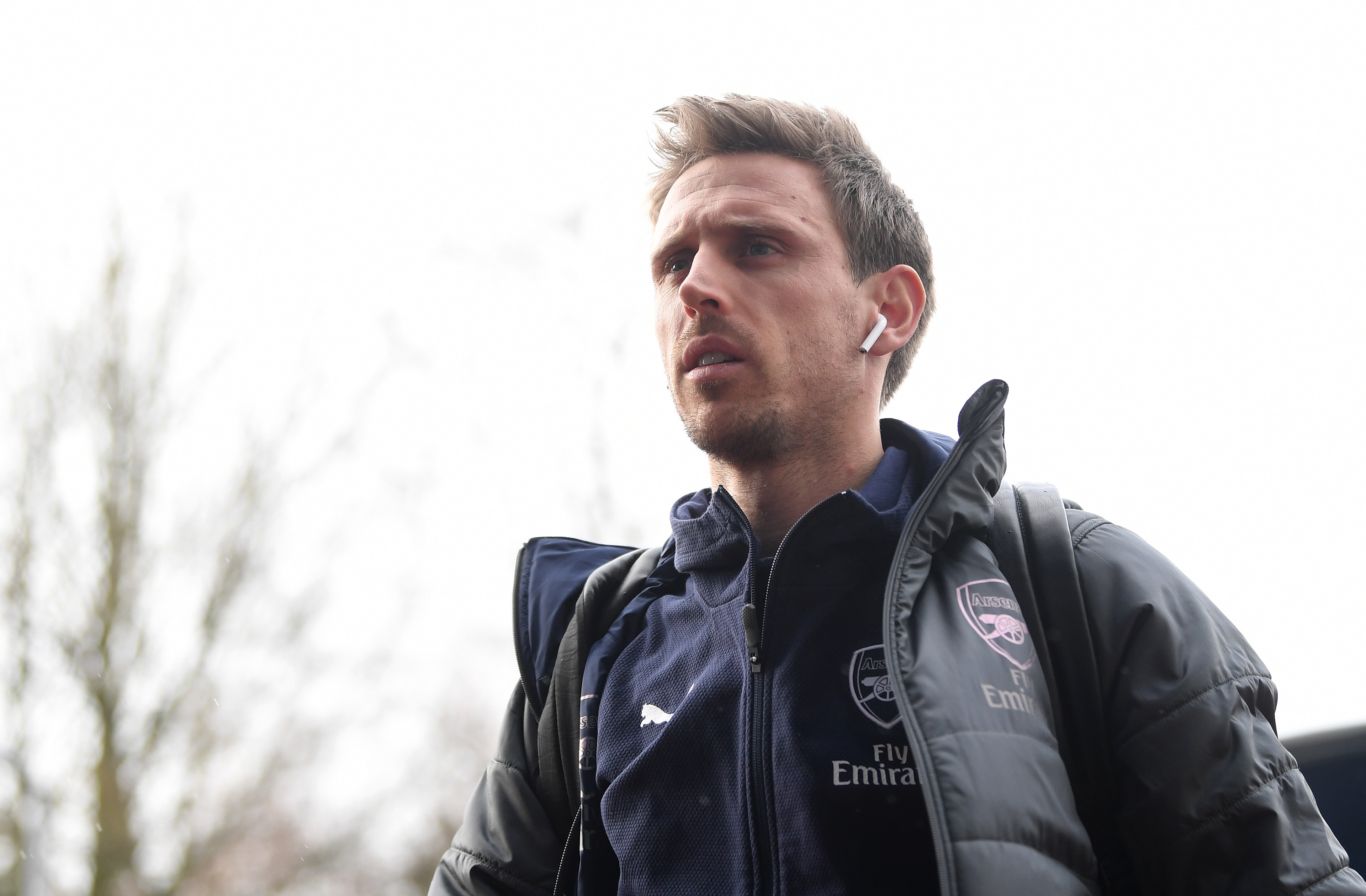 HUDDERSFIELD, ENGLAND - FEBRUARY 09: Nacho Monreal of Arsenal arrives at the stadium prior to the Premier League match between Huddersfield Town and Arsenal FC at John Smith's Stadium on February 9, 2019 in Huddersfield, United Kingdom. (Photo by Gareth Copley/Getty Images)