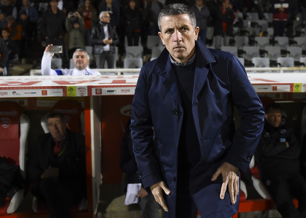 Strasbourg's French head coach Thierry Laurey is seen during the French L1 football match between Nimes and Strasbourg, on March 16, 2019 at the Costieres stadium in Nimes, southern France. (Photo by SYLVAIN THOMAS / AFP) (Photo credit should read SYLVAIN THOMAS/AFP/Getty Images)