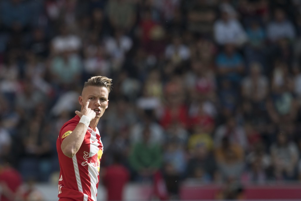 SALZBURG, AUSTRIA - MAY 26: Hannes Wolf of Salzburg reacts during the tipico Bundesliga match between RB Salzburg and SKN St. Poelten at Red Bull Arena on May 26, 2019 in Salzburg, Austria. (Photo by Andreas Schaad/Bongarts/Getty Images)