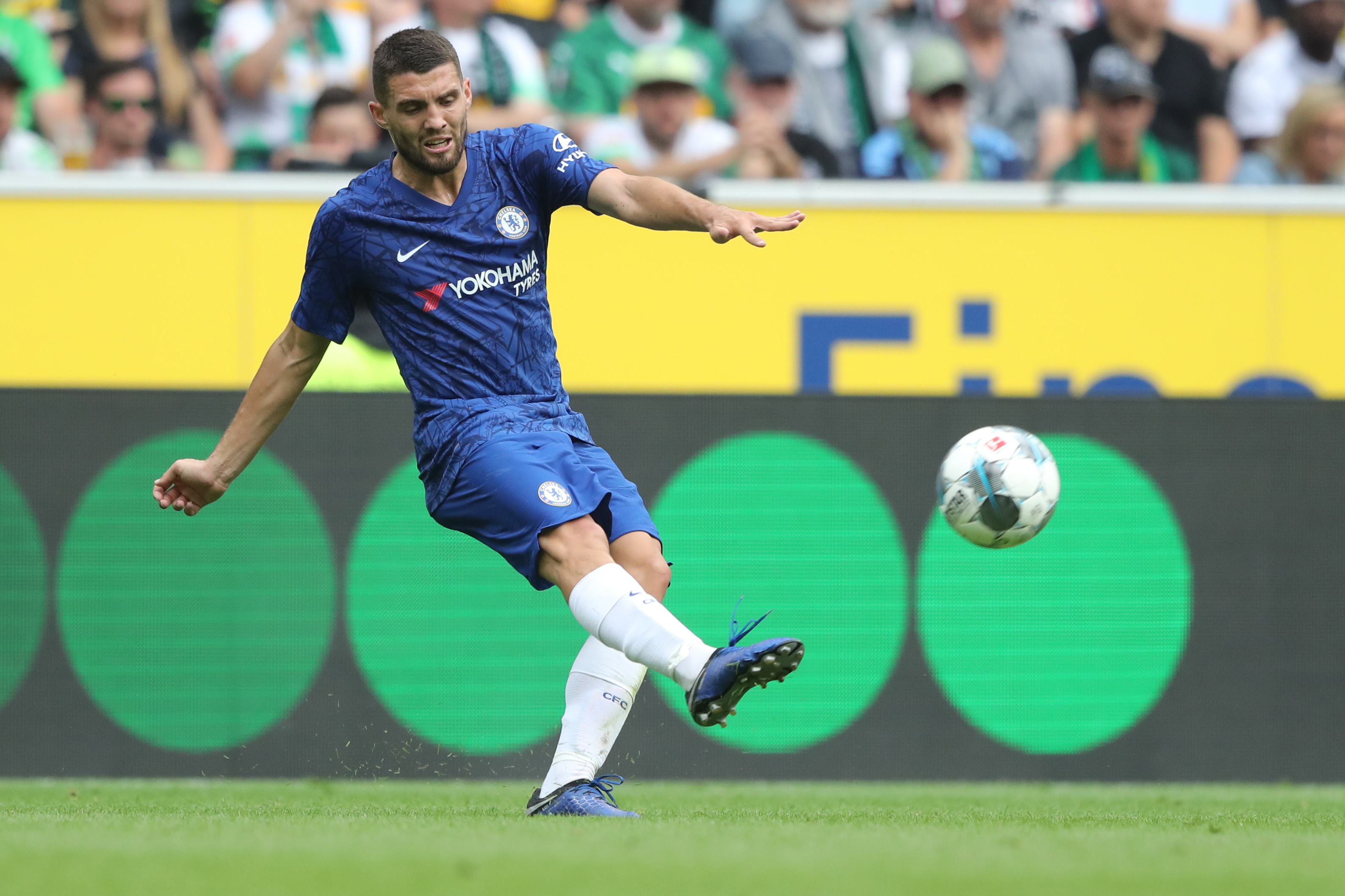 MOENCHENGLADBACH, GERMANY - AUGUST 03: Mateo Kovacic of Chelsea runs with the ball during the pre-season friendly match between Borussia Moenchengladbach and FC Chelsea at Borussia-Park on August 03, 2019 in Moenchengladbach, Germany. The match between Moenchengladbach and Chelsea ended 2-2. (Photo by Christof Koepsel/Bongarts/Getty Images)