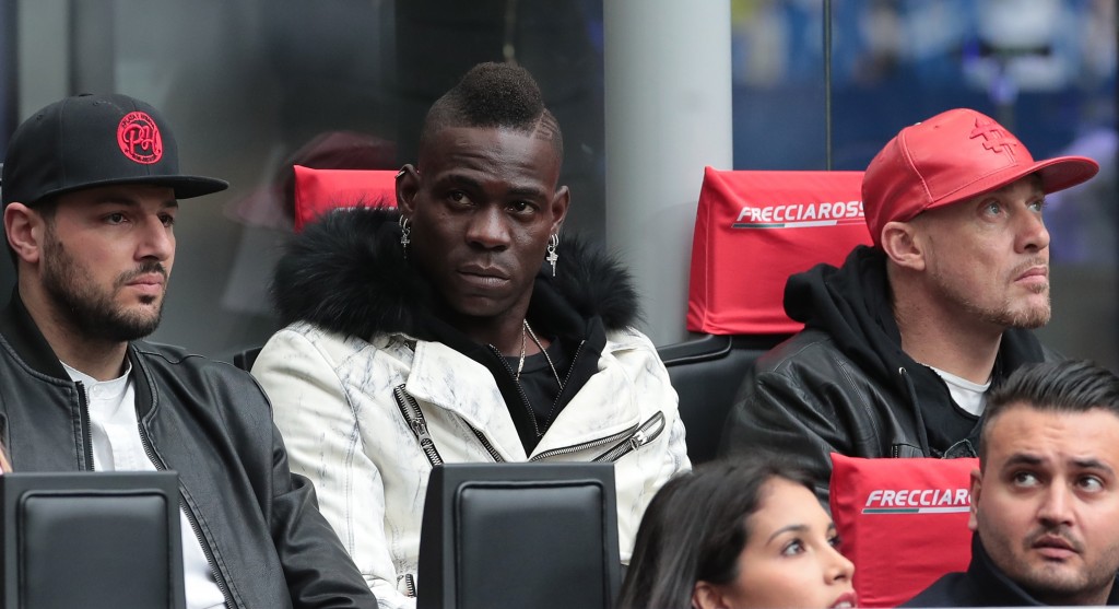 MILAN, ITALY - APRIL 07: Mario Balotelli attends during the Serie A match between FC Internazionale and Atalanta BC at Stadio Giuseppe Meazza on April 7, 2019 in Milan, Italy. (Photo by Emilio Andreoli/Getty Images )