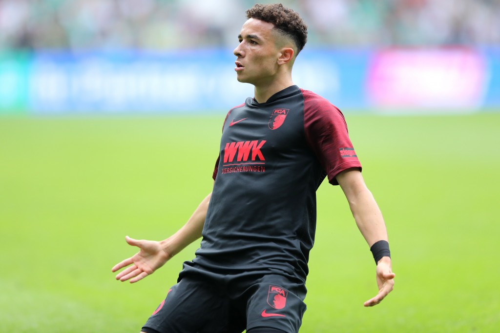 BREMEN, GERMANY - SEPTEMBER 01: Ruben Vargas of Augsburg celebrates after scoring his sides first goal during the Bundesliga match between SV Werder Bremen and FC Augsburg at Wohninvest Weserstadion on September 01, 2019 in Bremen, Germany. (Photo by Christof Koepsel/Bongarts/Getty Images)