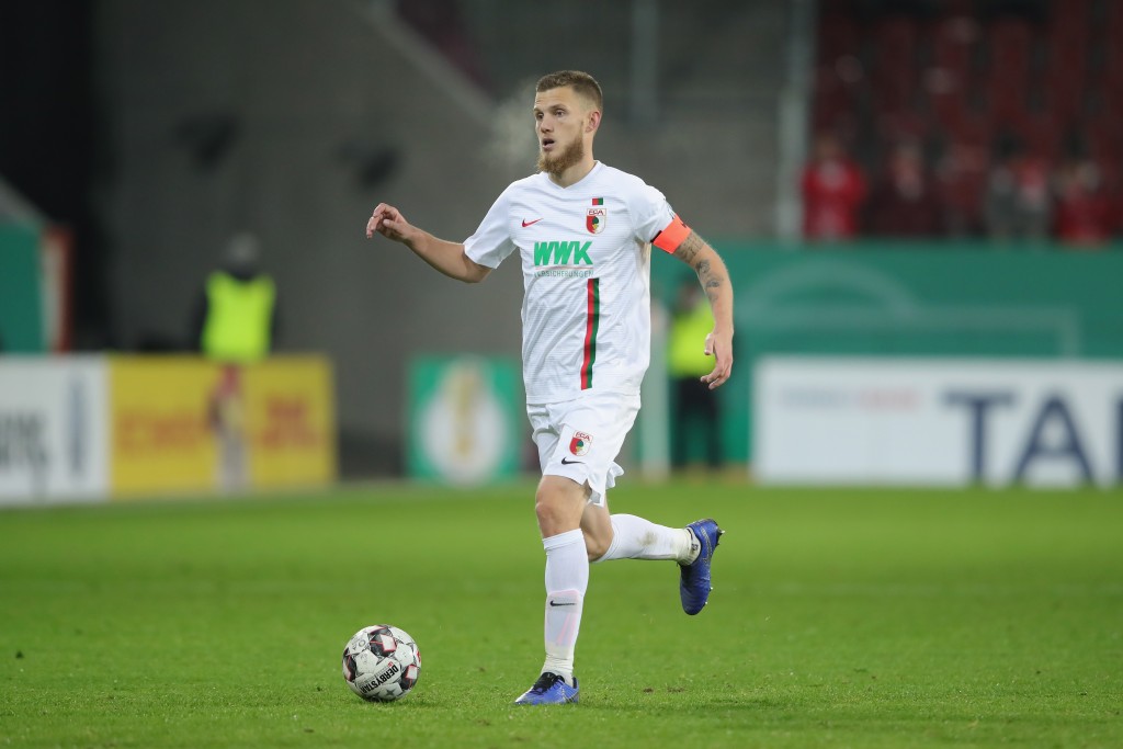 AUGSBURG, GERMANY - OCTOBER 30: Jeffrey Gouweleeuw of Augsburg runs with the ball during the DFB Cup match between FC Augsburg and 1. FSV Mainz 05 at WWK-Arena on October 30, 2018 in Augsburg, Germany. (Photo by Alexander Hassenstein/Bongarts/Getty Images)