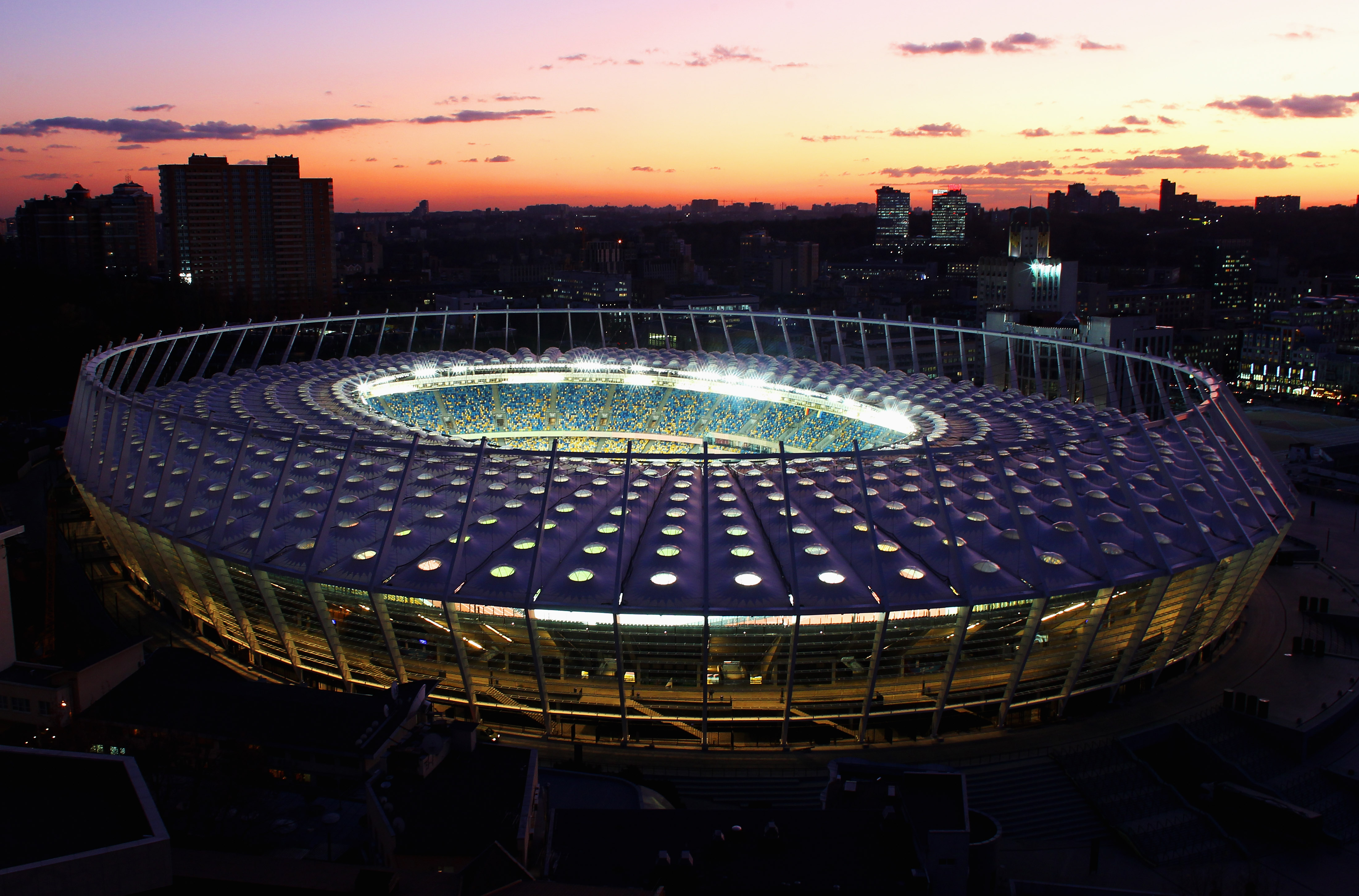KIEV, UKRAINE - NOVEMBER 09: General view of the Olympic Stadium on November 9, 2011 in Kiev, Ukraine. (Photo by Joern Pollex/Getty Images)