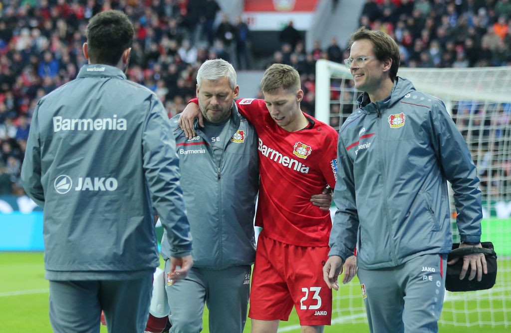 Mitch weiser sustained an ankle injury in the match against Freiburg. (Photo by Christof Koepsel/Bongarts/Getty Images)