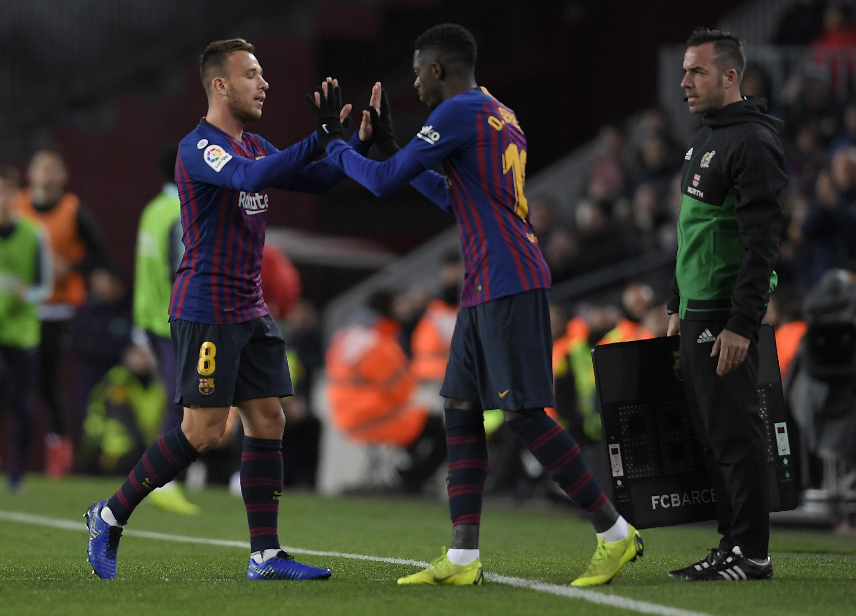 Arthur and Dembele are ruled out for Barcelona (Photo by LLUIS GENE/AFP via Getty Images)