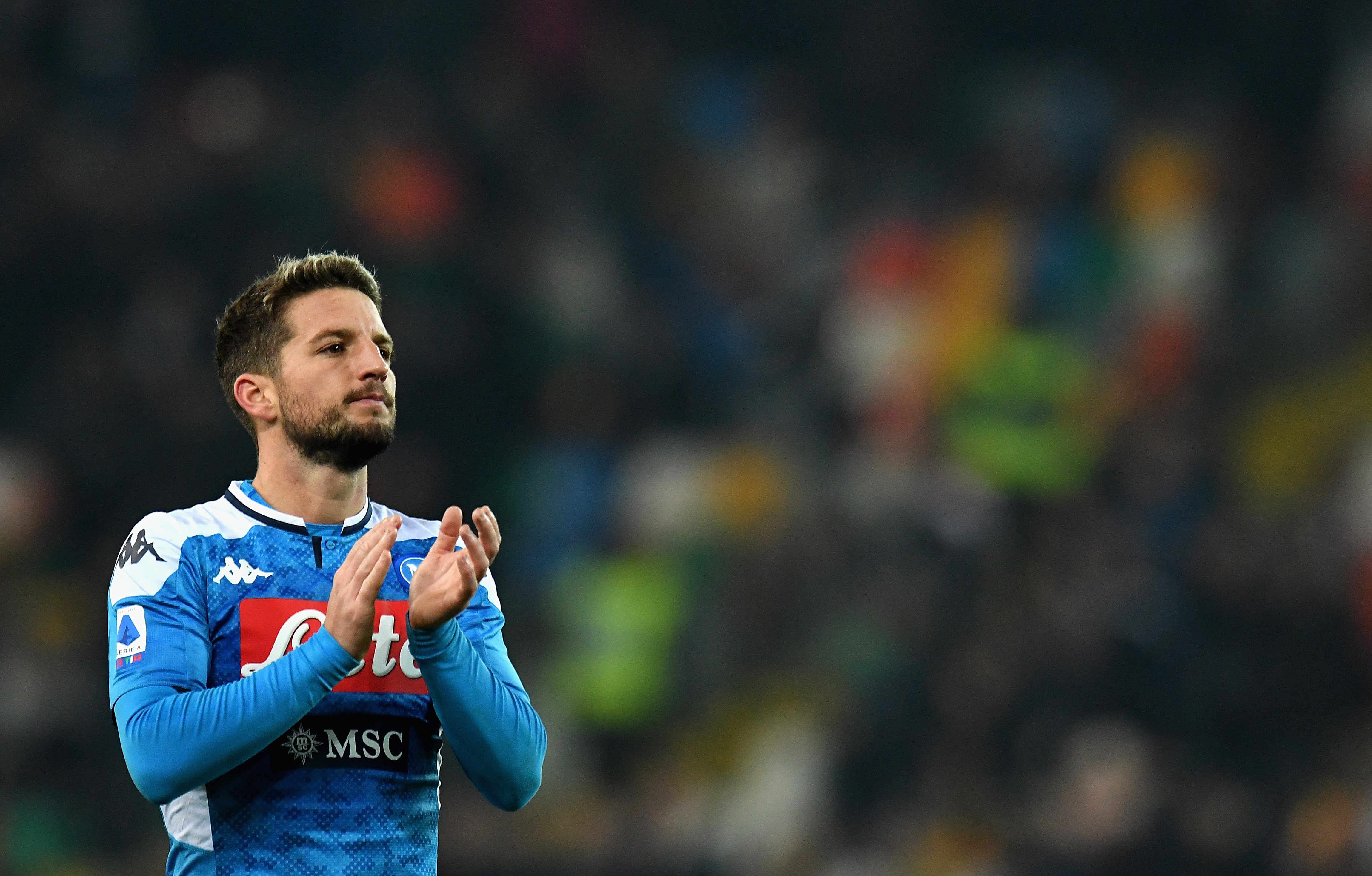 UDINE, ITALY - DECEMBER 07: Dries Mertens of SSC Napoli greets his fans after the Serie A match between Udinese Calcio and SSC Napoli at Stadio Friuli on December 7, 2019 in Udine, Italy. (Photo by Alessandro Sabattini/Getty Images)