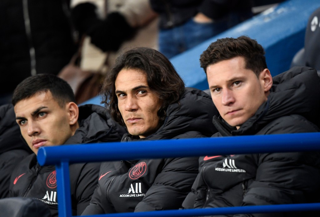 Edinson Cavani has spent more time on the bench than on the field this season. (Photo by Bertrand Guay/AFP via Getty Images)