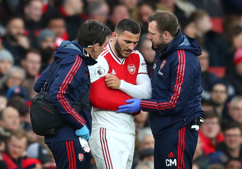 Kolasinac walked off with an injury early in the game (Photo by Catherine Ivill/Getty Images)
