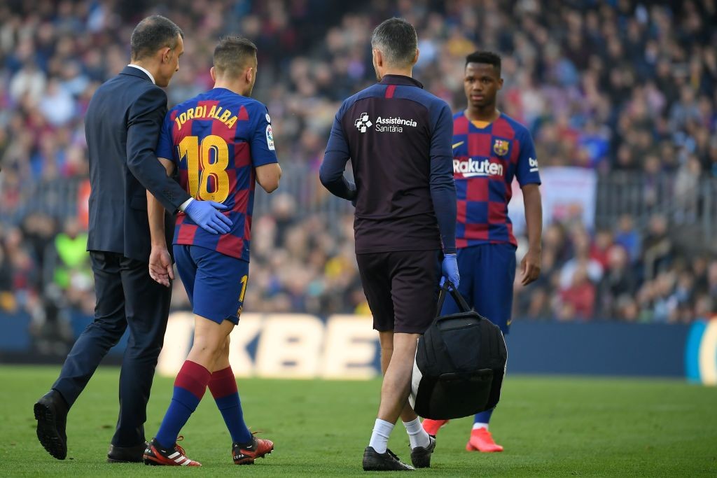 Alba's injury will be a major concern for Barcelona (Photo by LLUIS GENE/AFP via Getty Images)