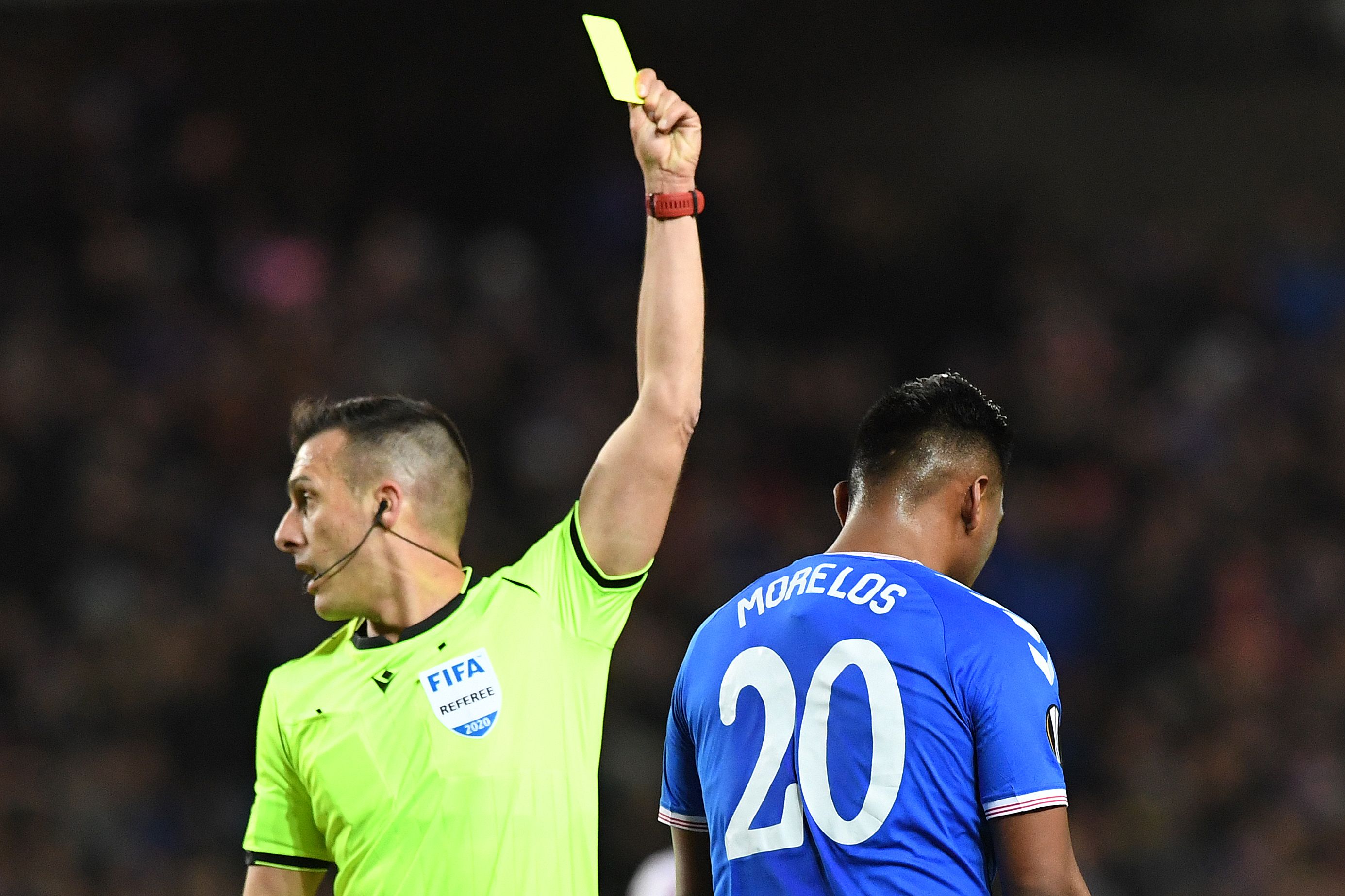 Rangers' star Alfredo Morelos is suspended (Photo by ANDY BUCHANAN/AFP via Getty Images)