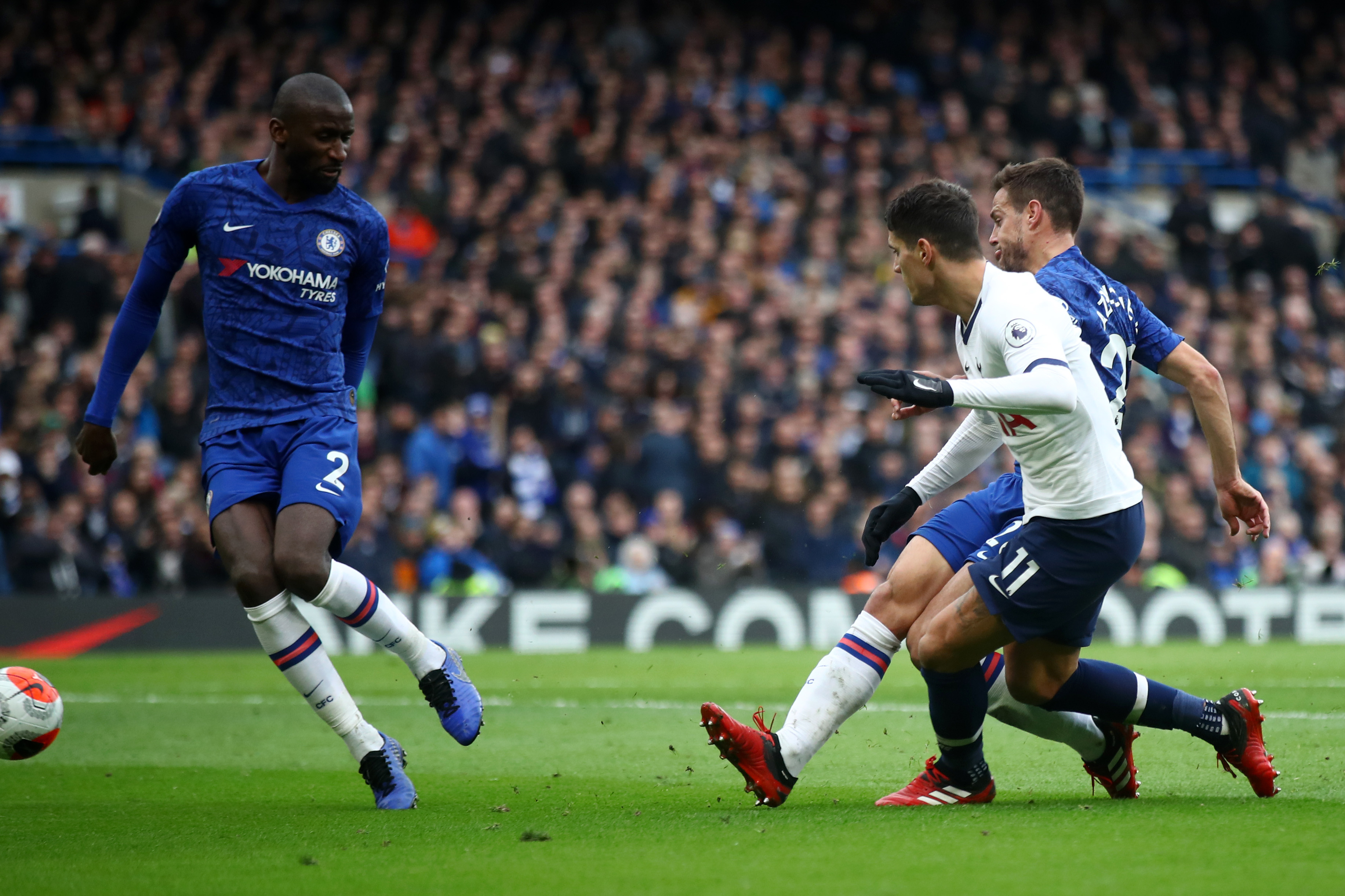 Rudiger (L) was desperately unlucky for the goal Chelsea conceded. (Photo by Julian Finney/Getty Images)