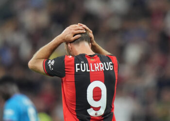 AC Milans Niclas Fullkrug during the Serie A soccer match between Milan and Cagliari at the San Siro Stadium in Milan , north Italy - Saturday , May 24 , 2026. - Soccer . PUBLICATIONxNOTxINxITAxFRAxCHN Copyright: xSpada/LaPressex