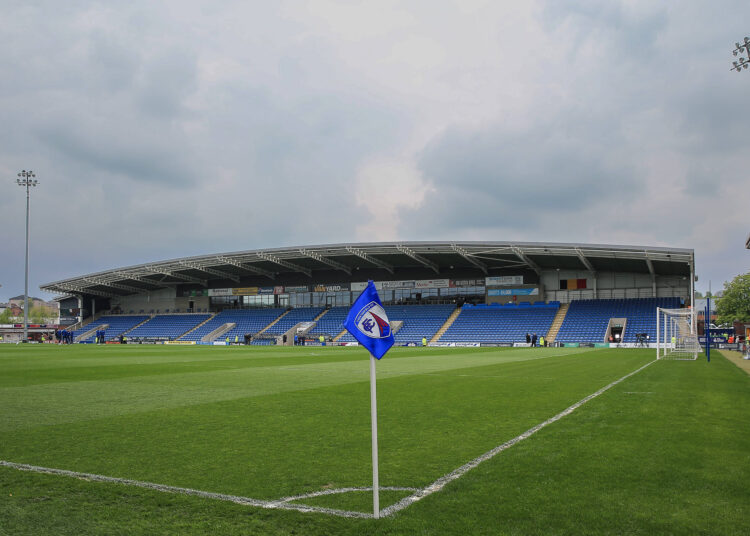Chesterfield v Stockport County National League 02/05/2022. A general view inside the Technique Stadium during the National League match between Chesterfield and Stockport County at Proact Stadium, Whittington Moor, United Kingdom on 2 May 2022. Editorial use only , Copyright: xJezxTighex PSI-15191-0018