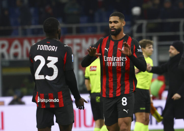 AC Milan v US Lecce - Serie A Fikayo Tomori and Ruben Loftus-Cheek celebrate the victory during the Serie A match between AC Milan and US Lecce at Giuseppe Meazza stadium in Milano, Italy, on January 18, 2026 Milano Milano Italy PUBLICATIONxNOTxINxFRA Copyright: xMairoxCinquettix originalFilename:cinquetti-acmilanv260118_npJSN.jpg