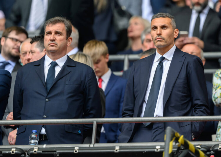 MANCHESTER CITY PREMIER LEAGUE MISCONDUCT CHARGES Manchester City Chief Executive Ferran Soriano left and Chairman Khaldoon Al Mubarak right . Manchester City have been found guilty by the Premier League of all 115 charges relating to financial misconduct. *** FILE PHOTO *** 10 Aug 2024 - Manchester City v Manchester United, ManU - Community Shield - Wembley Stadium. Picture : Mark Pain LONDON England PUBLICATIONxNOTxINxUK Copyright: xMarkxPainx